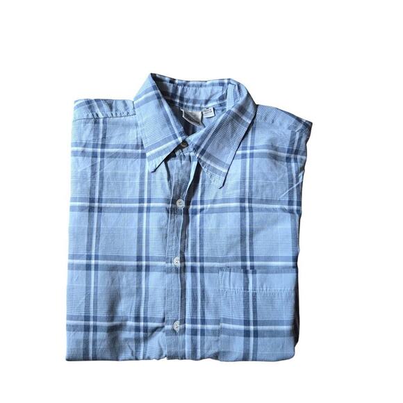 Burnside men's dress shirt blue plaid Size medium Lightweight Preppy Lumberjack - Picture 1 of 9